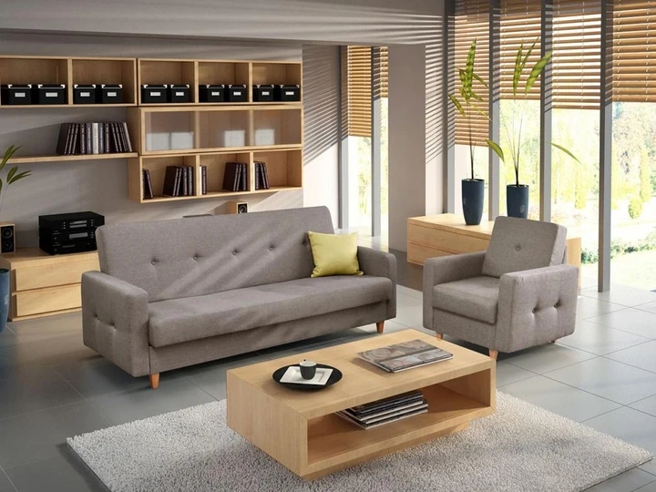 LINEA sedacia súprava 3+1 v škandinávskom štýle, rozkladacia