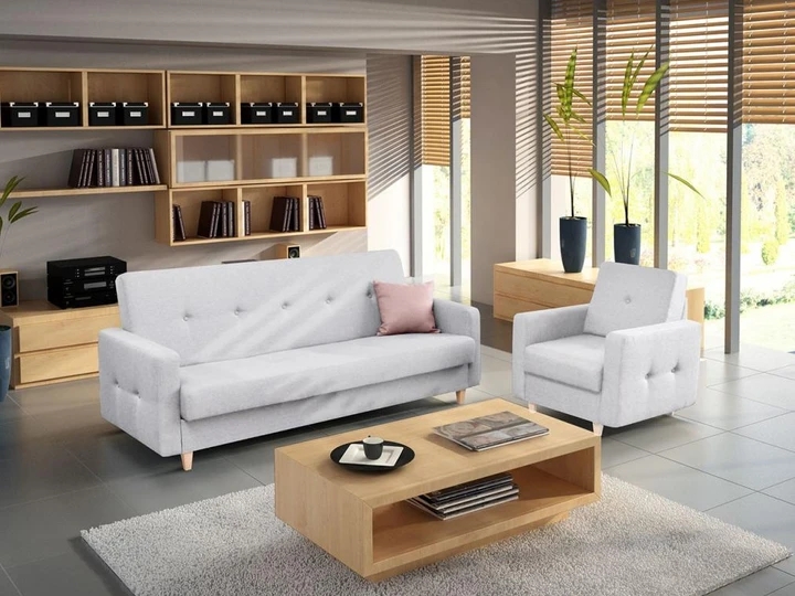 LINEA sedacia súprava 3+1 v škandinávskom štýle, rozkladacia